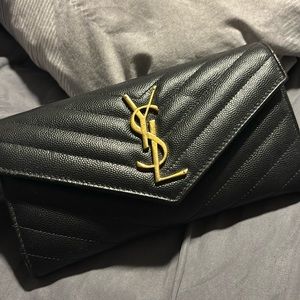 authentic YSL cassandre matelasse large flap wallet